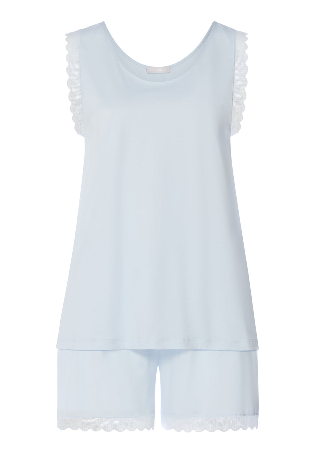 Inaya Scalloped Lace Cotton Pajama Set | Watery Blue 74738-2244