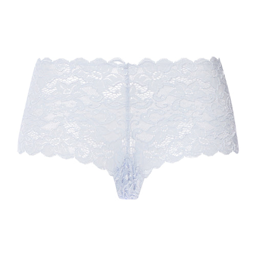 Light blue lace underwear on a white background
