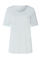 Natural Elegance Relaxed Round Neck Top | Watery Blue Melange 74902-3081