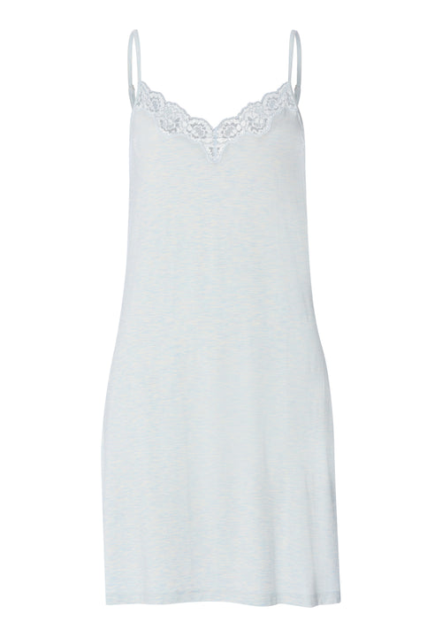 Natural Elegance Lace Trim V-Neck Chemise | Watery Blue Melange 74901-3081