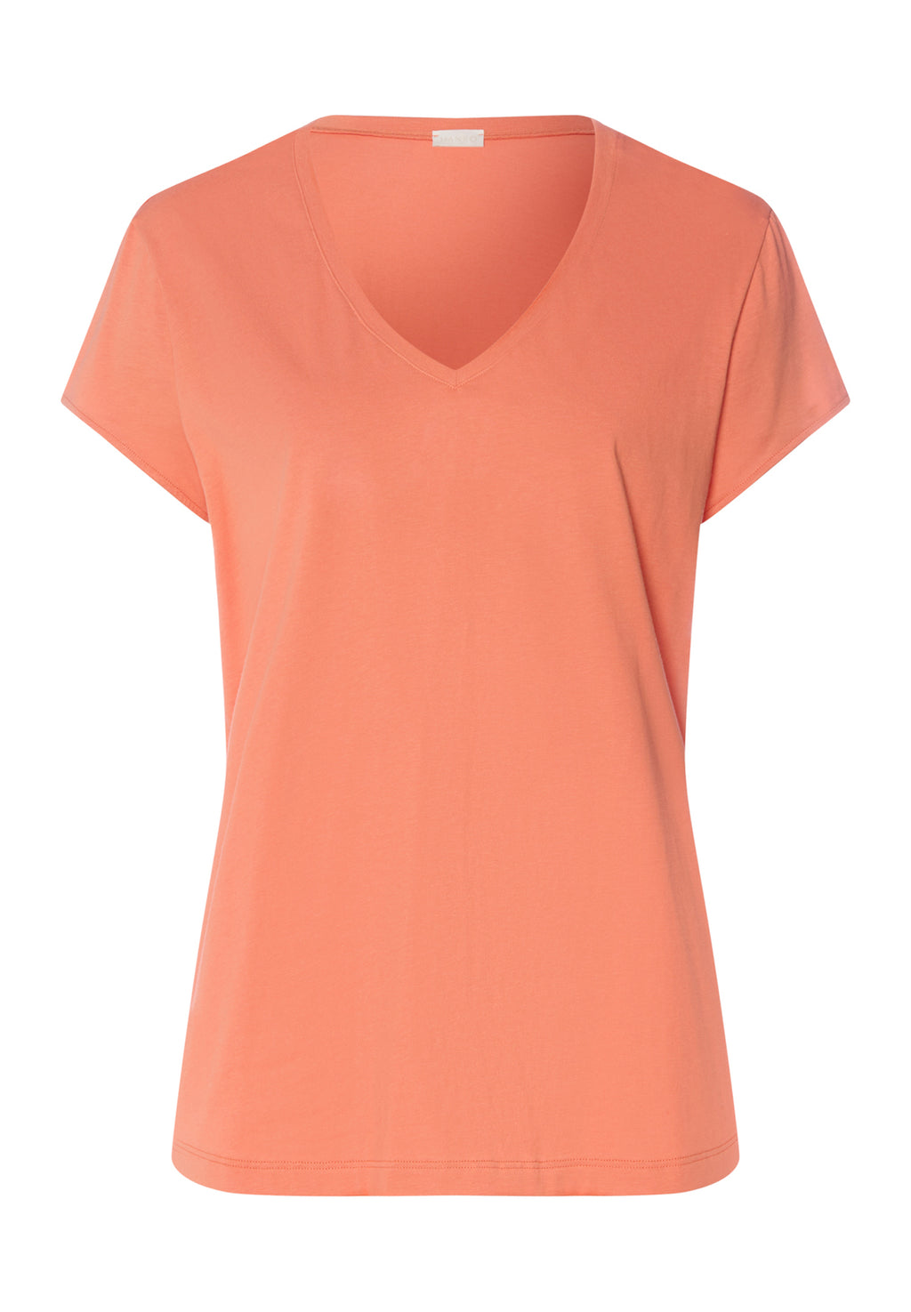 Coral-colored t-shirt on a white background