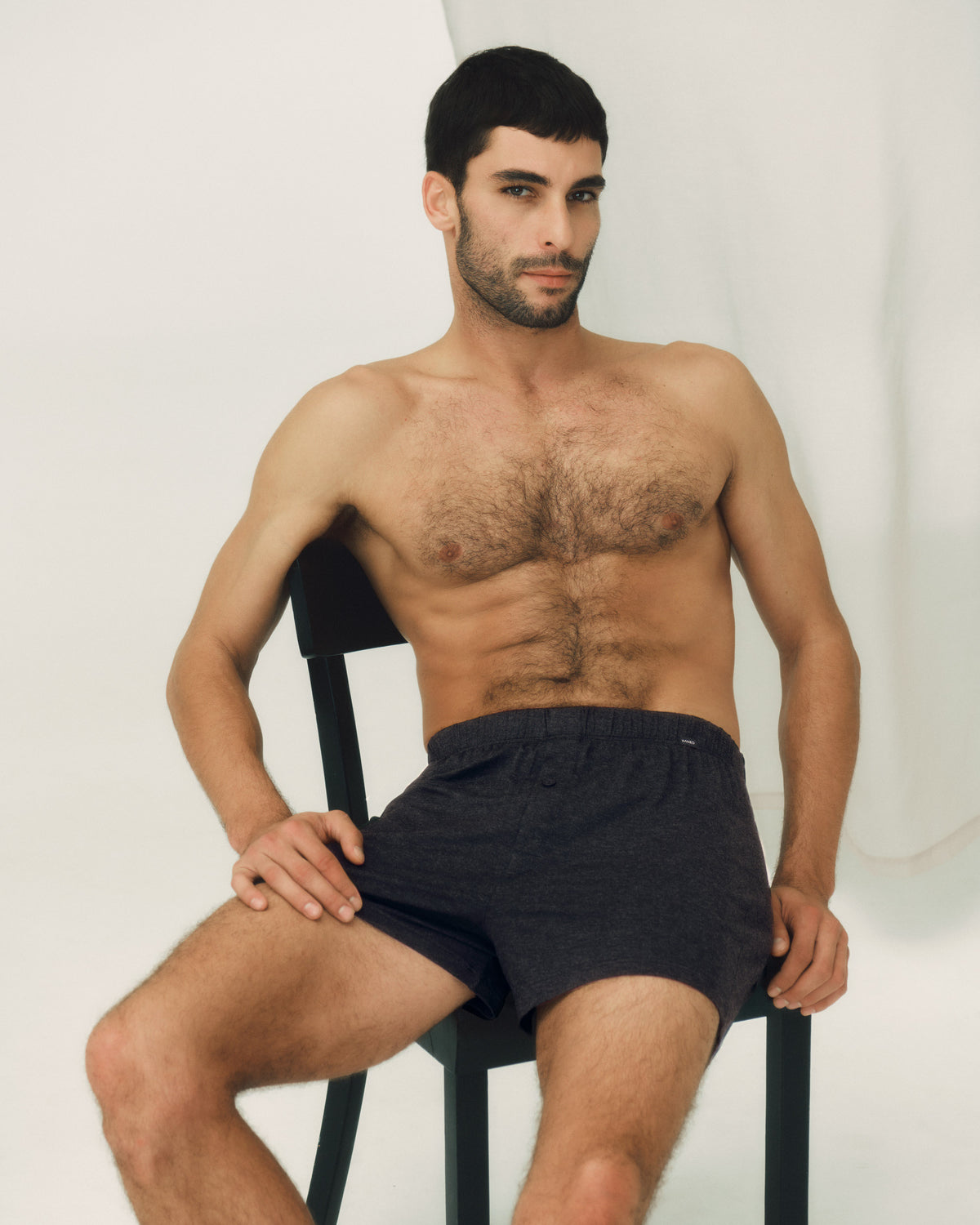 Casuals Single Jersey Boxer With Button Fly | Charcoal Melange 73207-3132