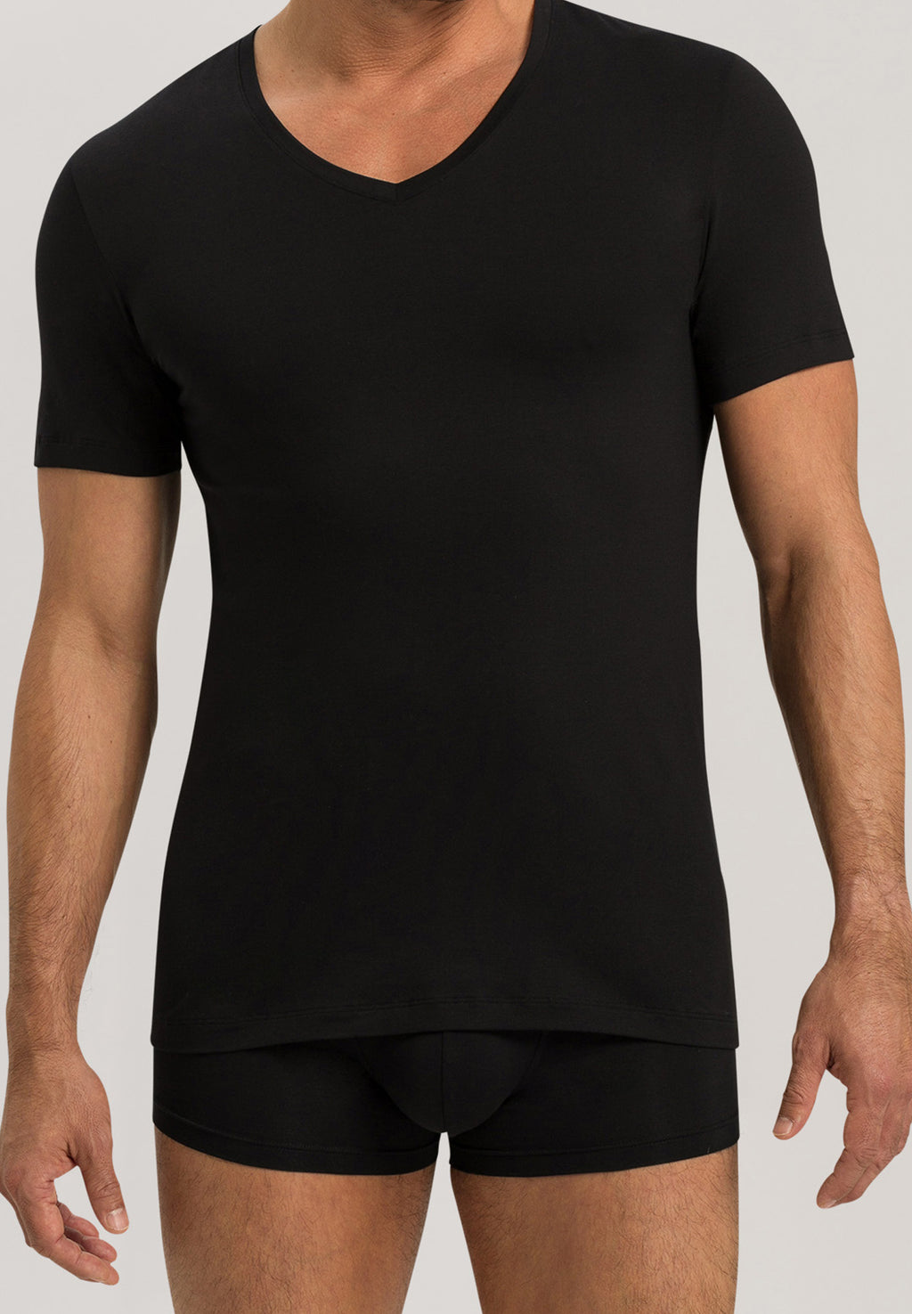 Cotton Superior Fitted V-Neck Cotton T-Shirt | Black 73089-199