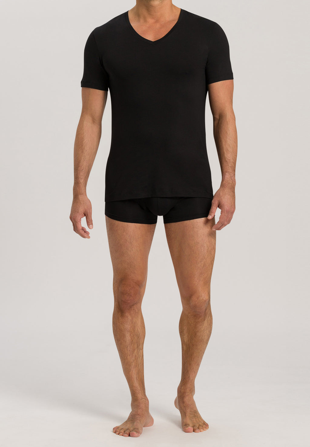 Cotton Superior Fitted V-Neck Cotton T-Shirt | Black 73089-199