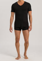 Cotton Superior Fitted V-Neck Cotton T-Shirt | Black 73089-199