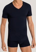 Cotton Superior Fitted V-Neck Cotton T-Shirt | Midnight Navy 73089-593