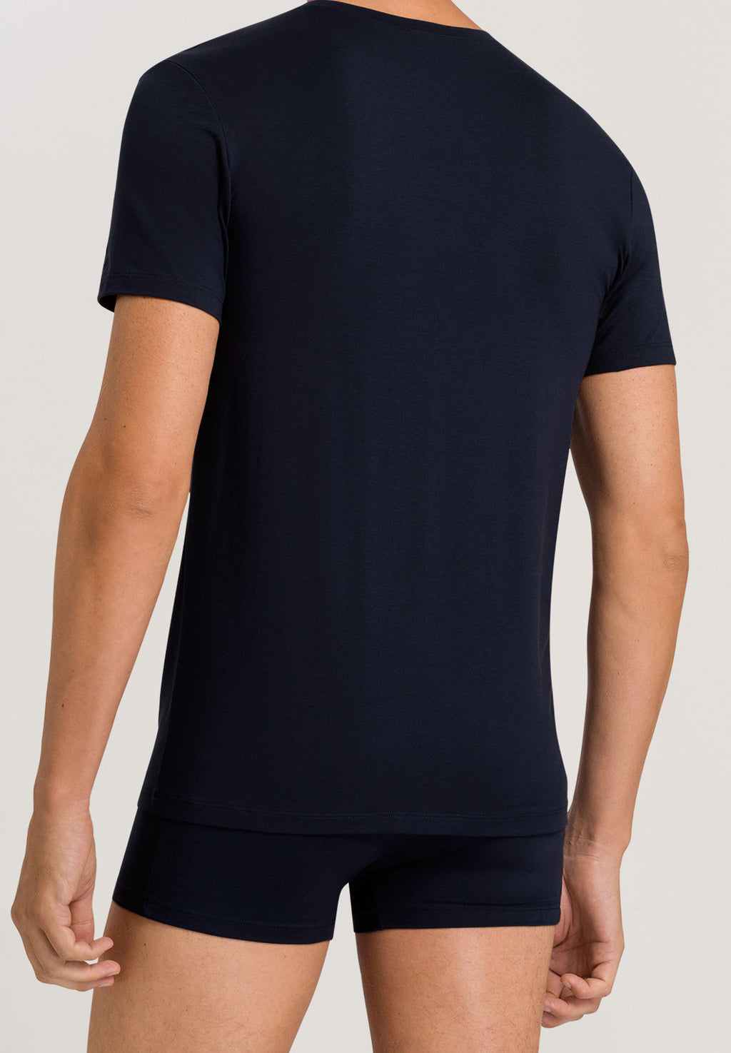 Cotton Superior Fitted V-Neck Cotton T-Shirt | Midnight Navy 73089-593