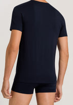 Cotton Superior Fitted V-Neck Cotton T-Shirt | Midnight Navy 73089-593