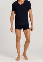Cotton Superior Fitted V-Neck Cotton T-Shirt | Midnight Navy 73089-593