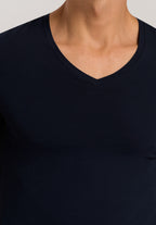 Cotton Superior Fitted V-Neck Cotton T-Shirt | Midnight Navy 73089-593
