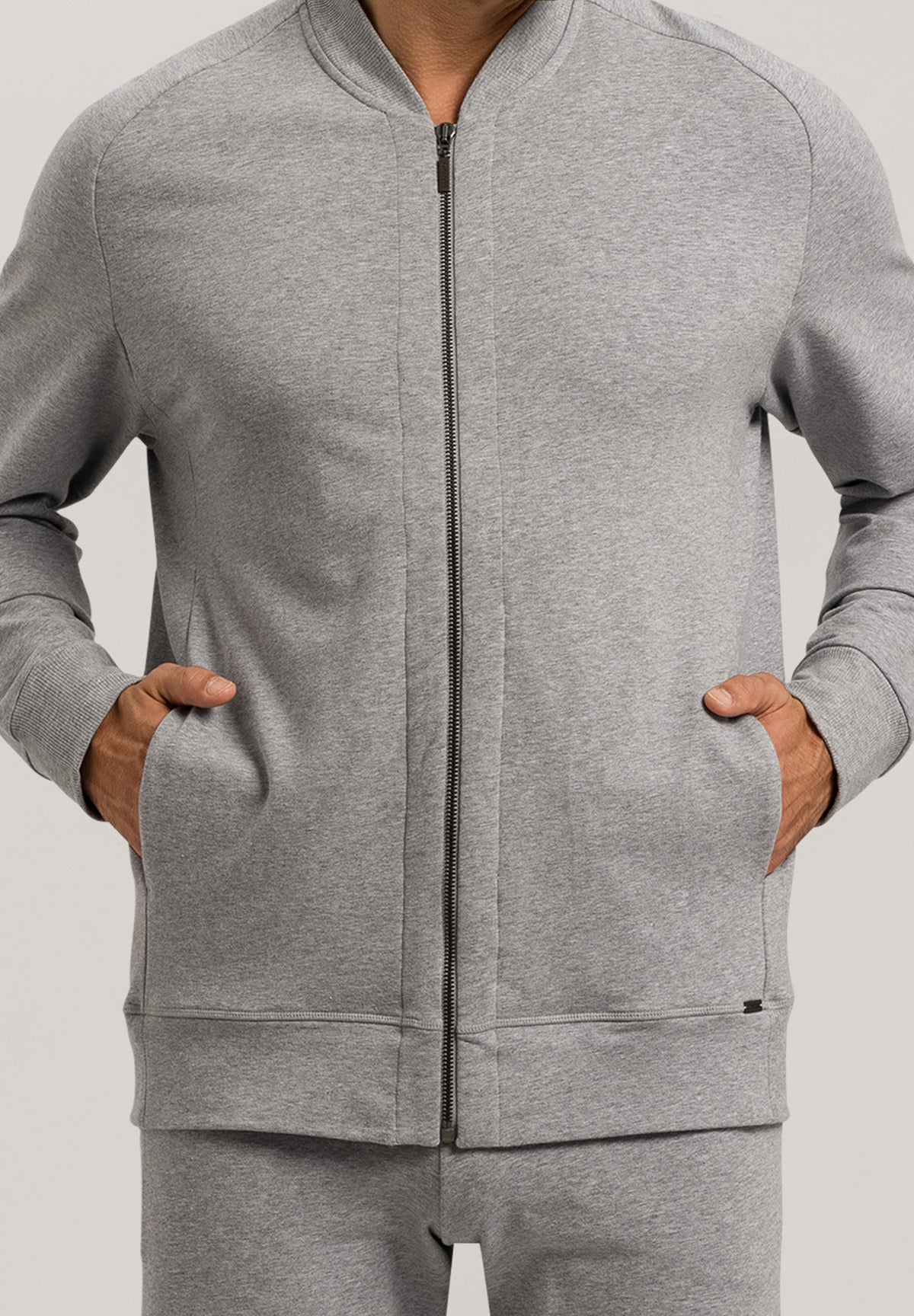 Living Cotton Zip-Up Jacket | Grey Melange 75076-1036