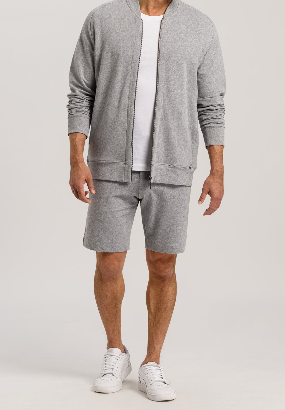 Living Cotton Zip-Up Jacket | Grey Melange 75076-1036