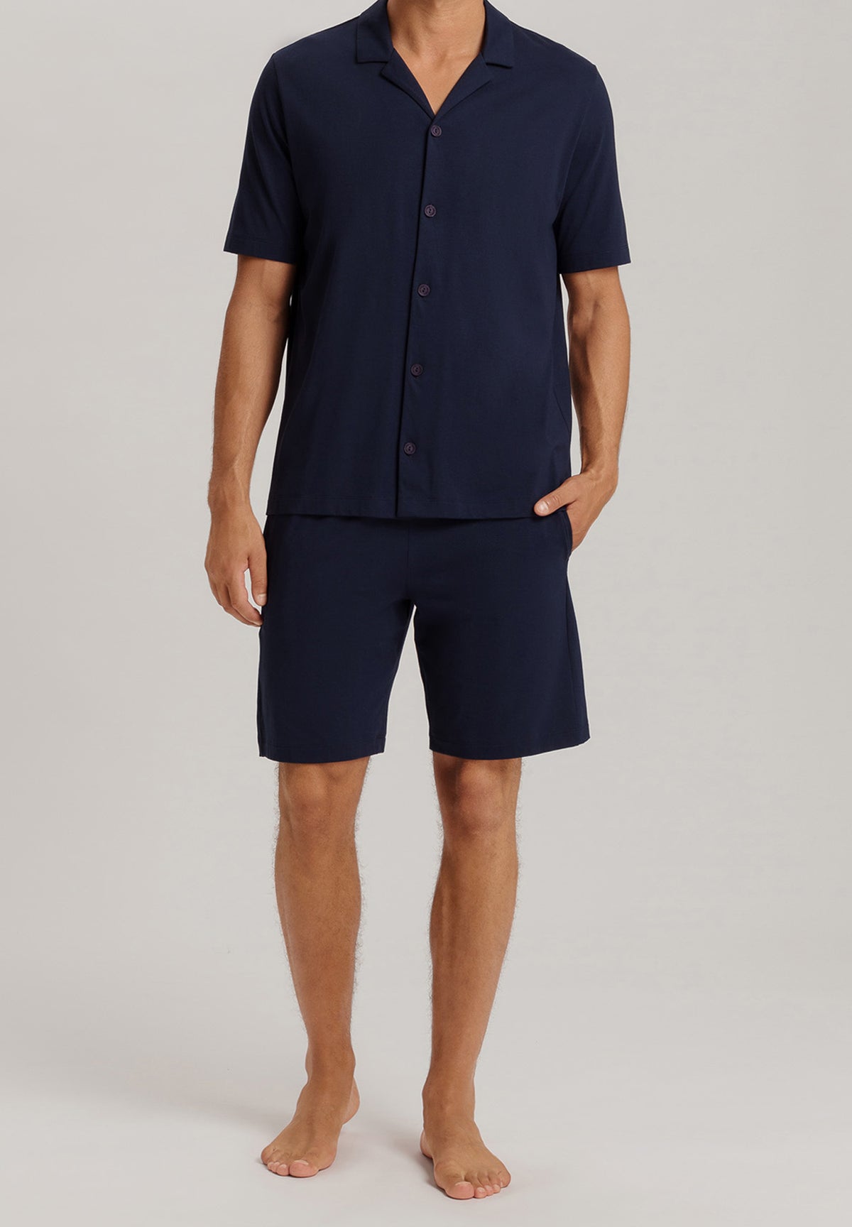 Night And Day Notch Collar Button Front Cotton Shirt | Deep Navy 75752-1610