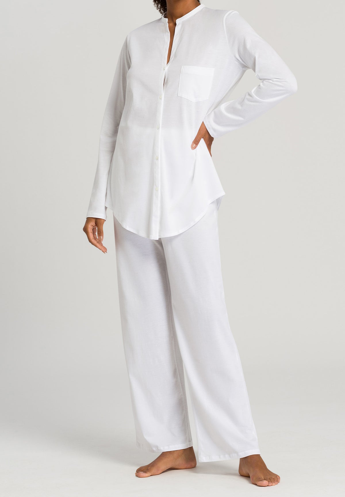 Cotton Deluxe Button Front Cotton Pajama Set  | White 77956-101