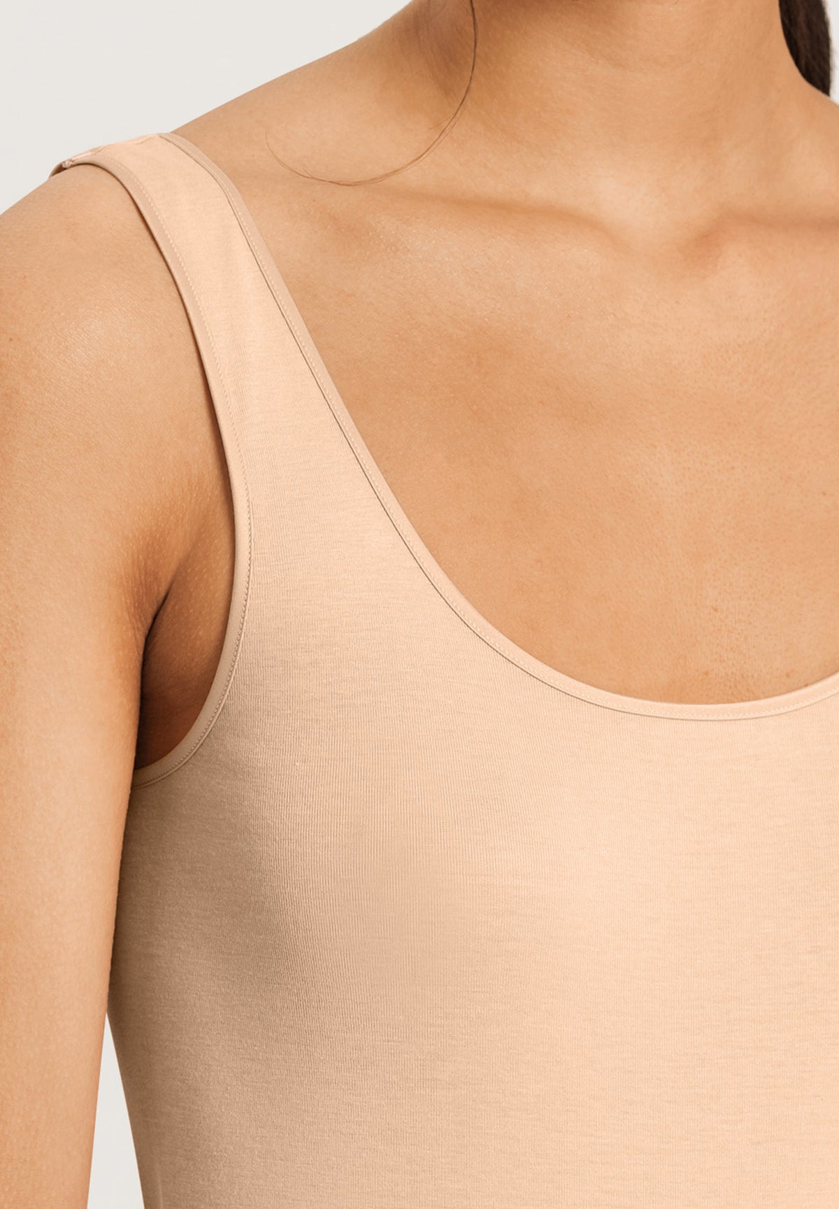 Cotton Seamless Round Neck Cotton Tank Top | Beige 71604-274
