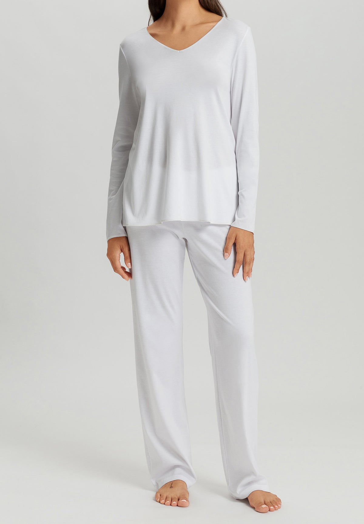 Cotton Silk V-Neck Cotton Pajama Set | White 74816-101