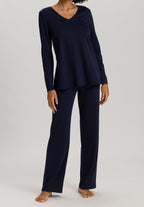 Cotton Silk V-Neck Cotton Pajama Set | Deep Navy 74816-1610