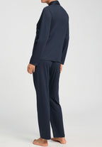 Cotton Silk Button Front Cotton Pajama Set | Deep Navy 74828-1610
