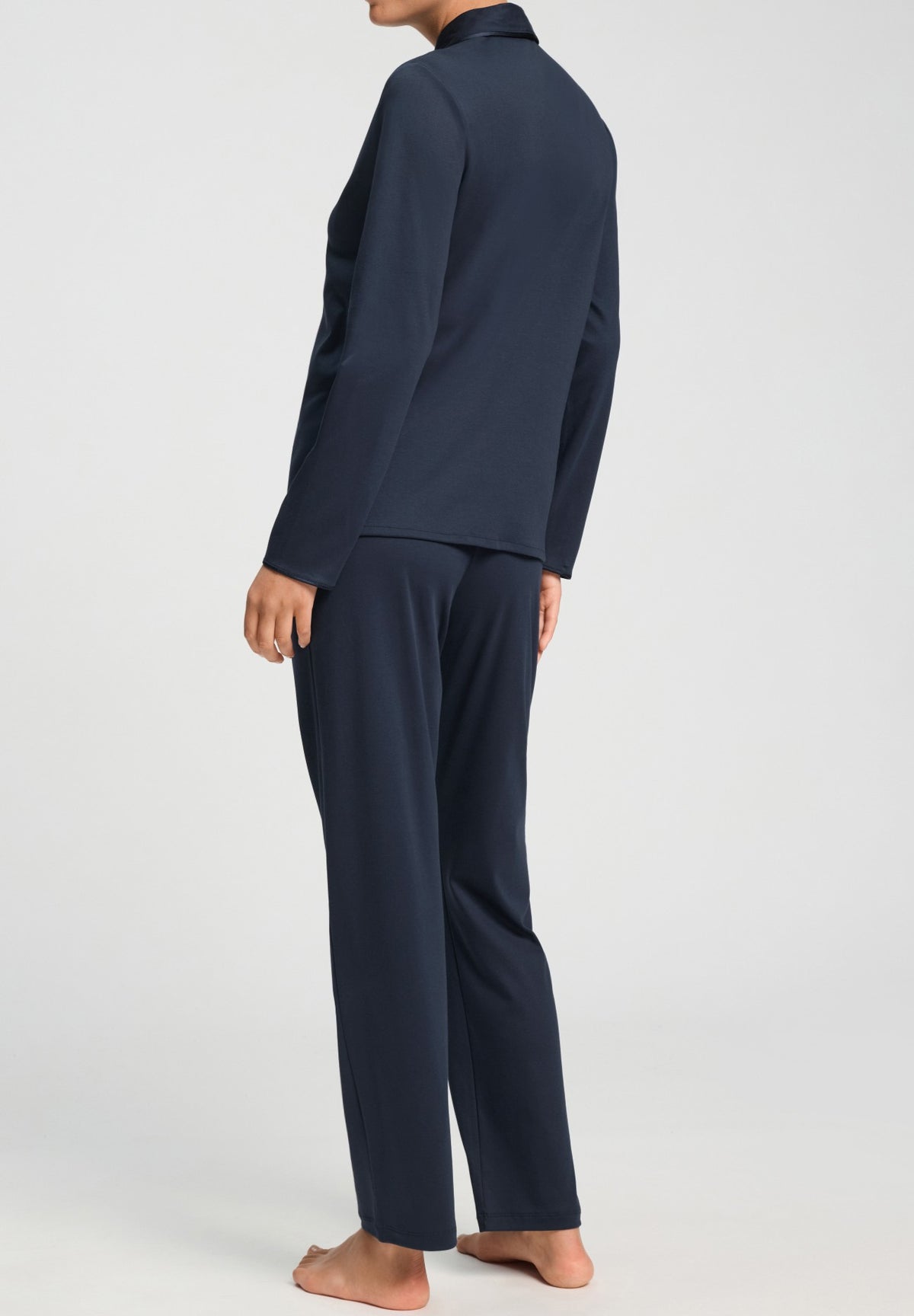 Cotton Silk Button Front Cotton Pajama Set | Deep Navy 74828-1610