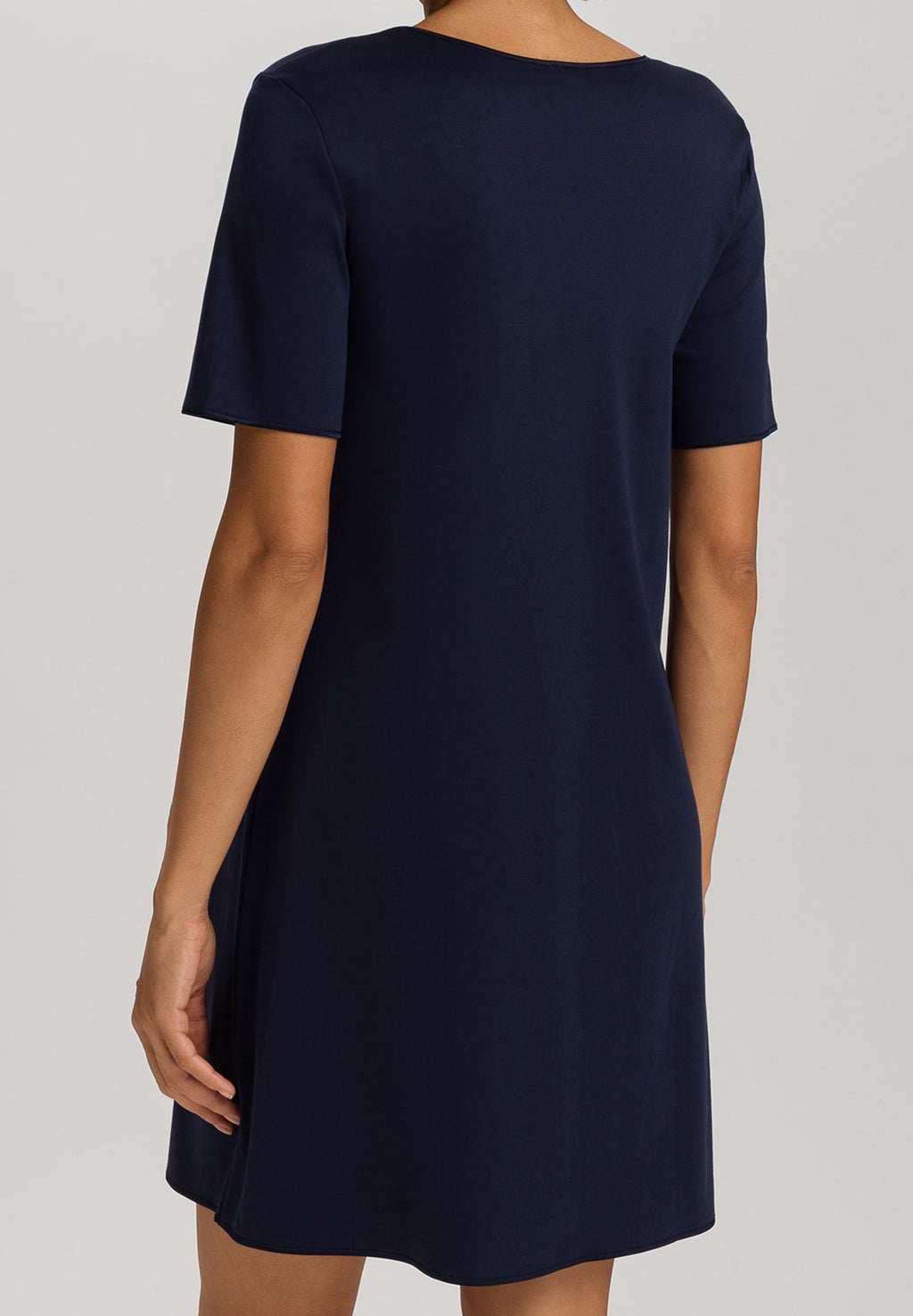 Cotton Silk V-Neck Cotton Nightgown | Deep Navy 74814-1610