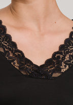 Moments Lace Trim Cotton Nightgown  | Black 77933-019