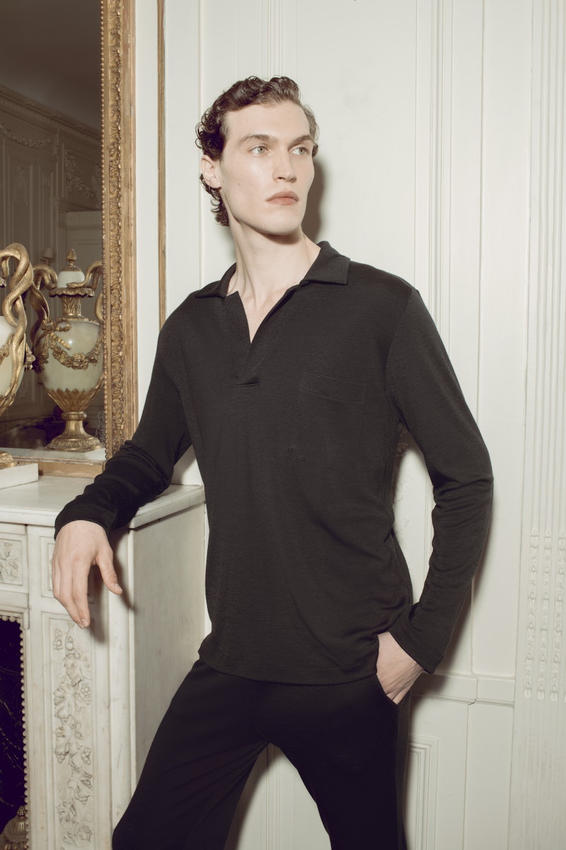 Christian Wool Blend Collared Pullover | Black 75920-018