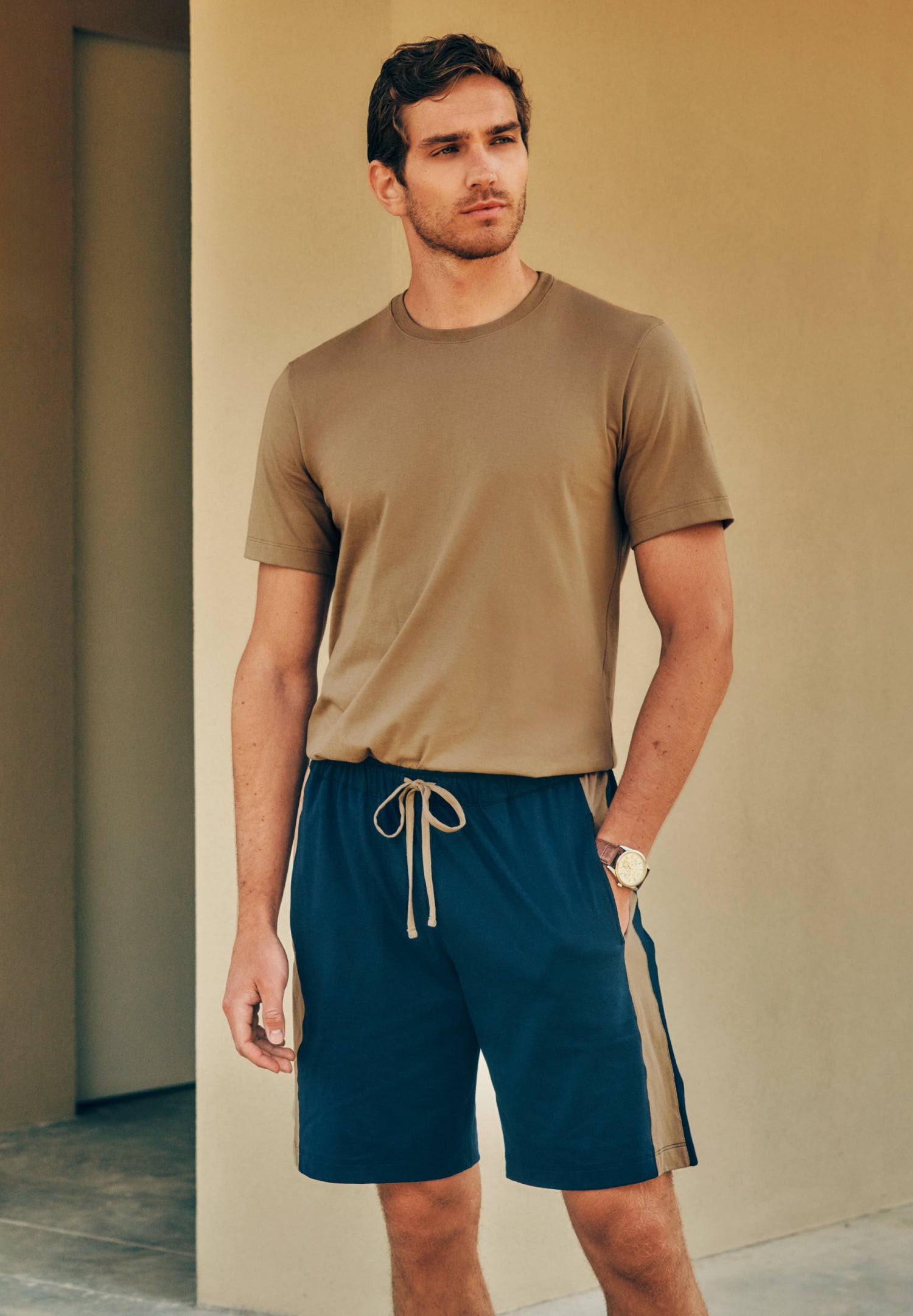 Living Shirts Jersey Cotton Crew Neck T-Shirt | Portabella Beige 75050-2823